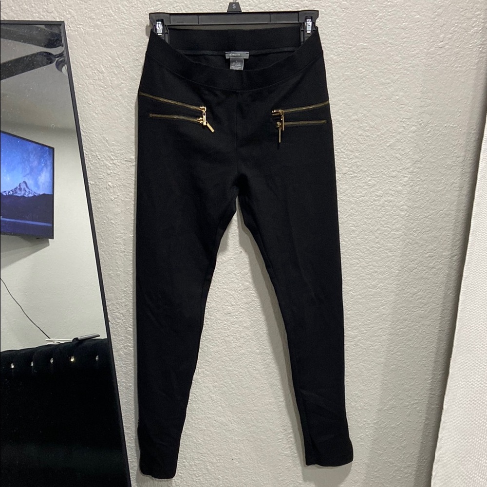 Vicini Black Leggings with Gold Accents